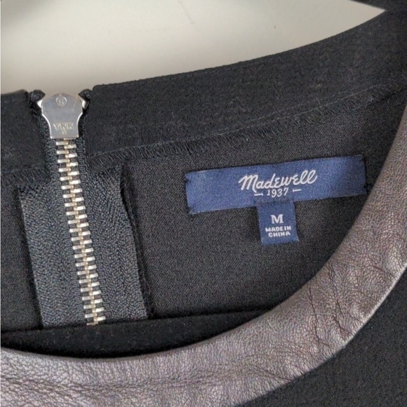 Madewell black dress with leather trim (EUC) - Picture 3 of 8